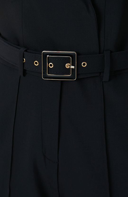 Siyah Yün Karışımlı Tulum