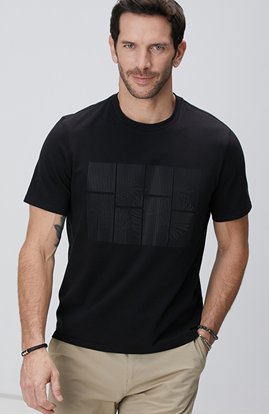 Siyah Hologram Baskılı N-Tech T-shirt