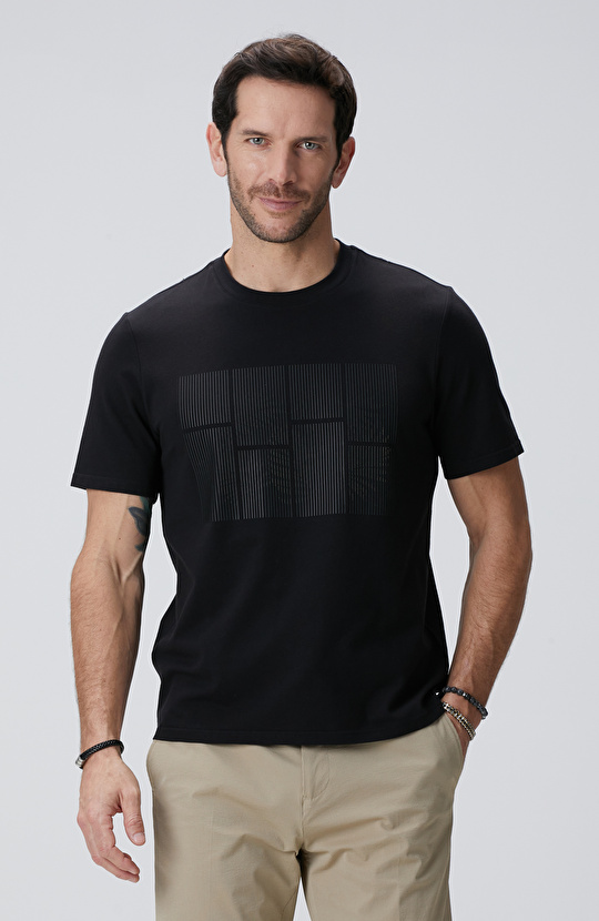 Siyah Hologram Baskılı N-Tech T-shirt