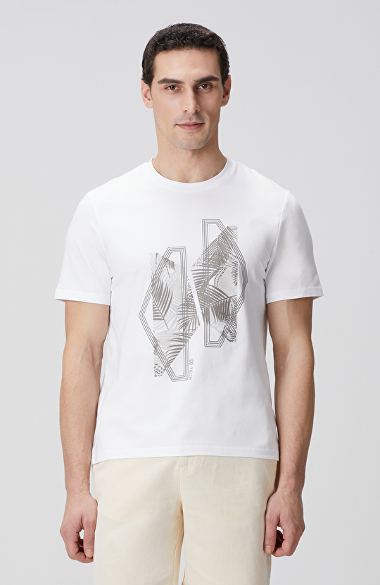 N-Tech Beyaz Baskılı T-shirt
