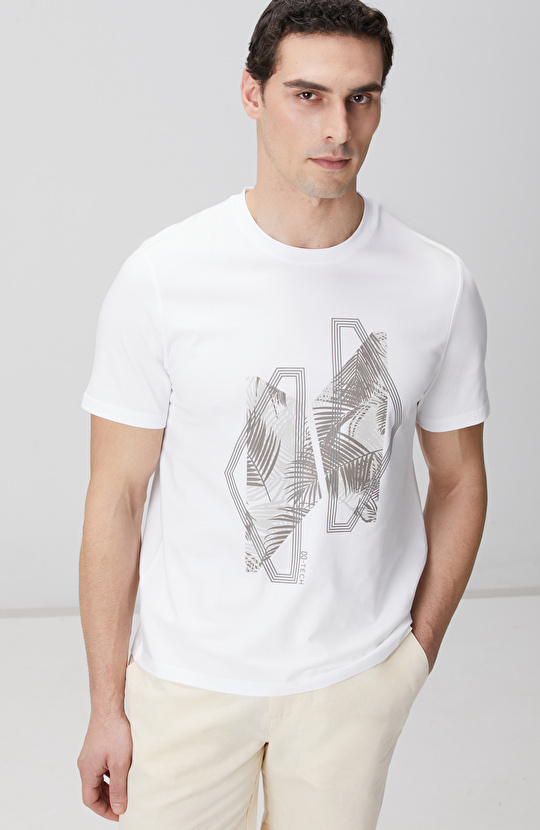 N-Tech Beyaz Baskılı T-shirt