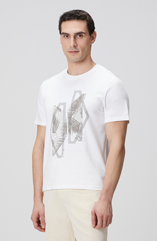 N-Tech Beyaz Baskılı T-shirt