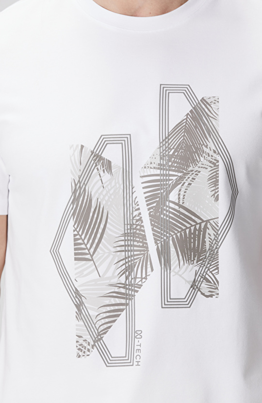 N-Tech Beyaz Baskılı T-shirt