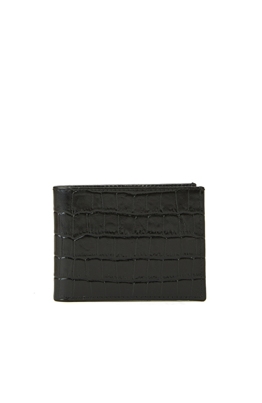 Siyah Kroko Baskılı Erkek Deri Cüzdan