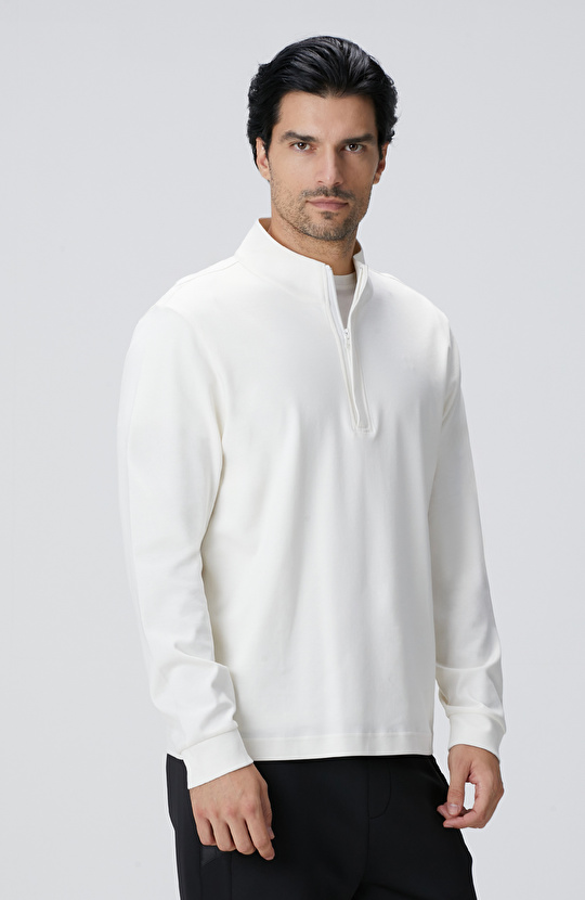 Kırık Beyaz Uzun Kollu T-shirt