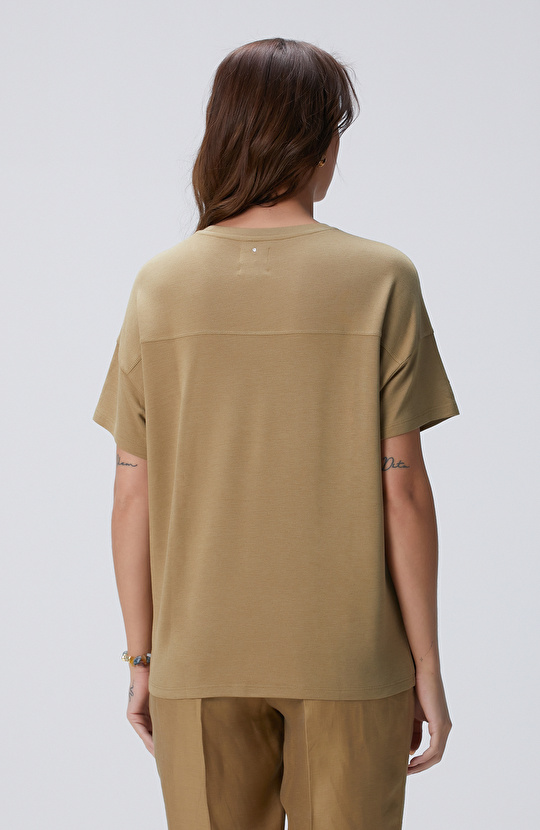 Limited Haki Kaşmir Karışımlı T-shirt
