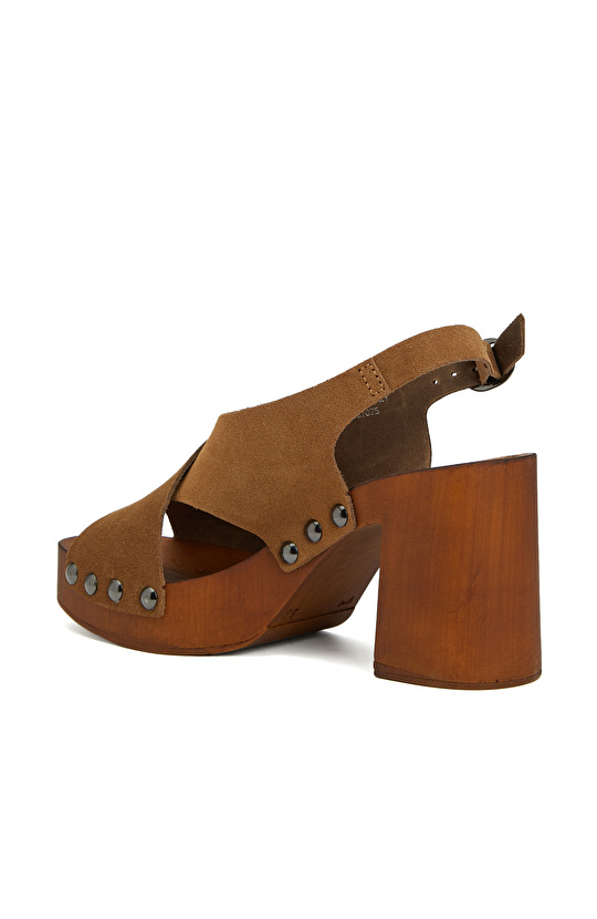 Kahverengi Kadın Süet Sandalet