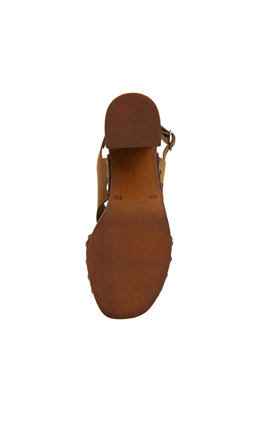 Kahverengi Kadın Süet Sandalet