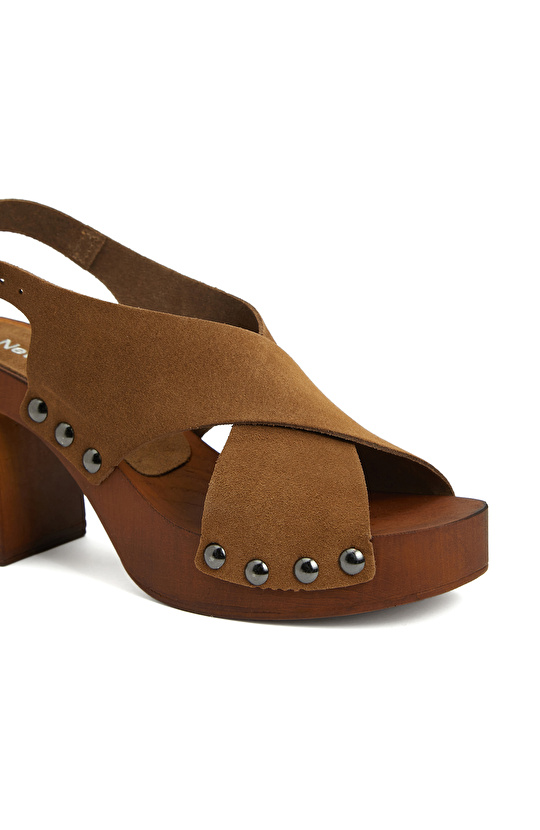 Kahverengi Kadın Süet Sandalet