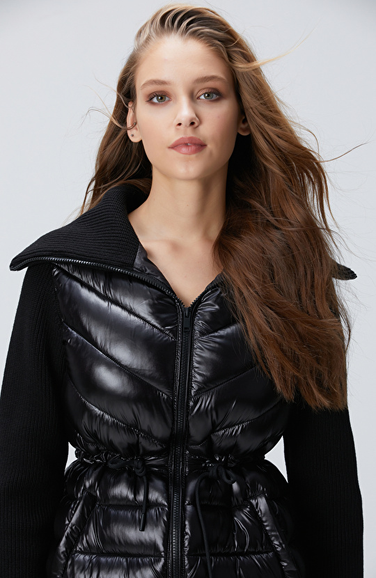 N-Tech Siyah Triko Kollu Puffer Mont