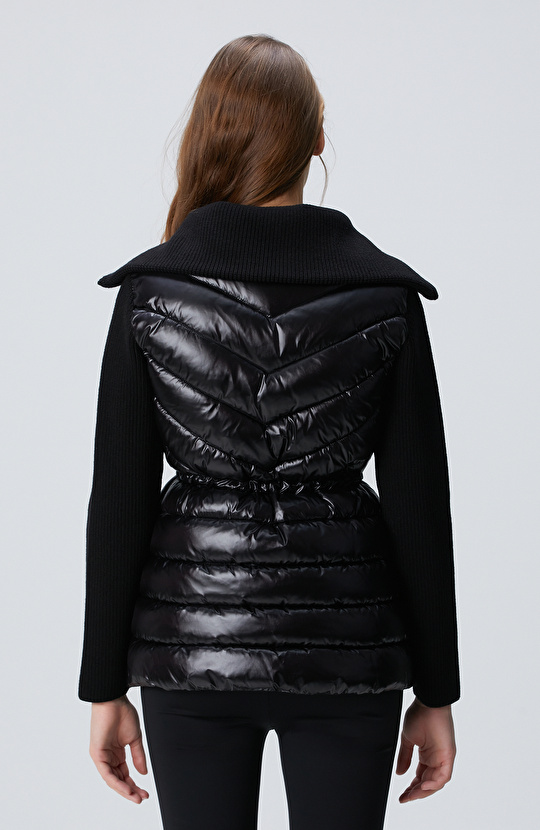 N-Tech Siyah Triko Kollu Puffer Mont