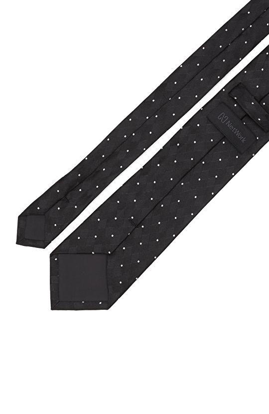 Siyah Puantiyeli İpek Kravat