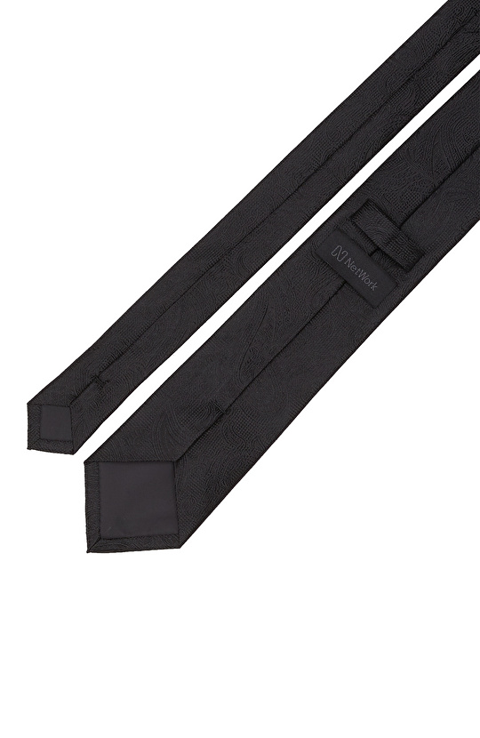 Siyah Şal Desenli İpek Kravat