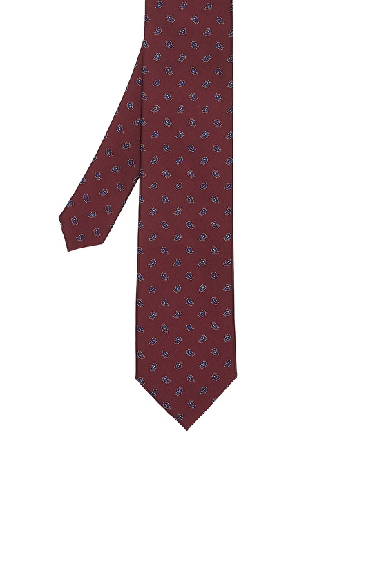 Bordo Şal Desenli Kravat