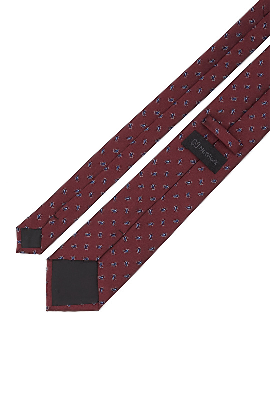 Bordo Şal Desenli Kravat