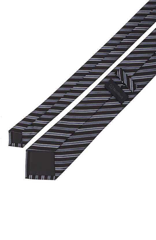 Siyah Çizgili İpek Kravat