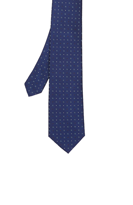 Lacivert Desenli İpek Kravat