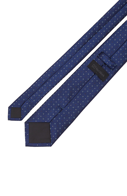 Lacivert Desenli İpek Kravat