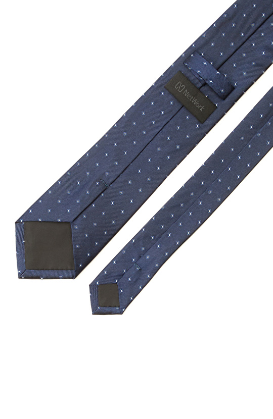 Lacivert Desenli İpek Kravat