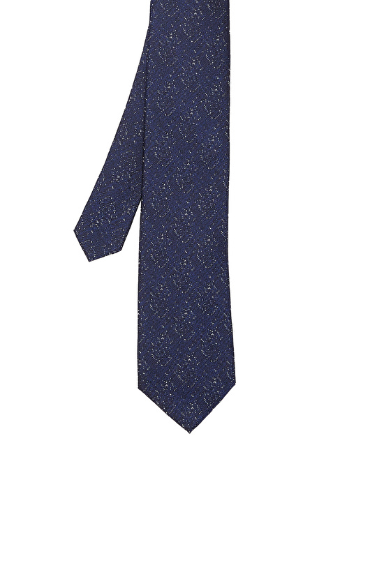 Lacivert Desenli İpek Kravat