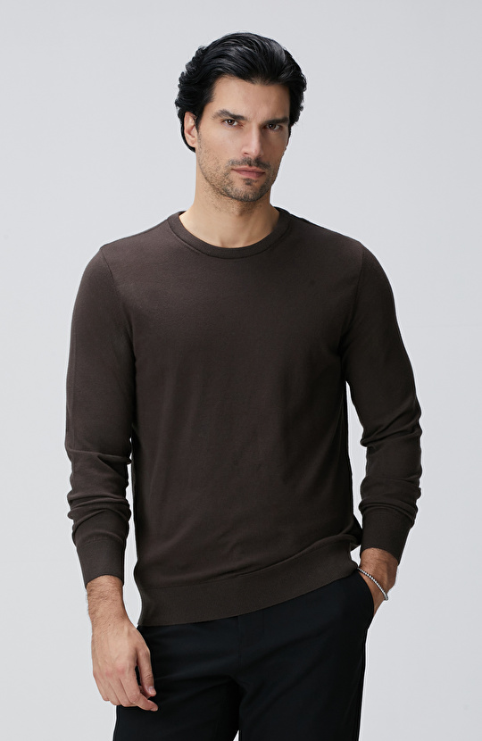 Kahverengi Basic Triko Kazak