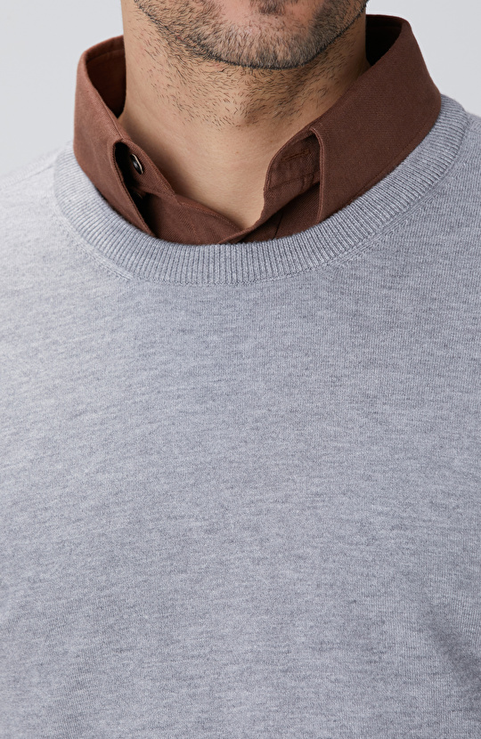 Gri Melanj Basic Triko Kazak