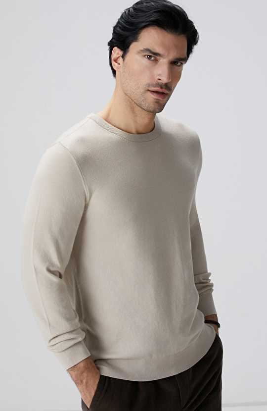 Bej Melanj Basic Triko Kazak