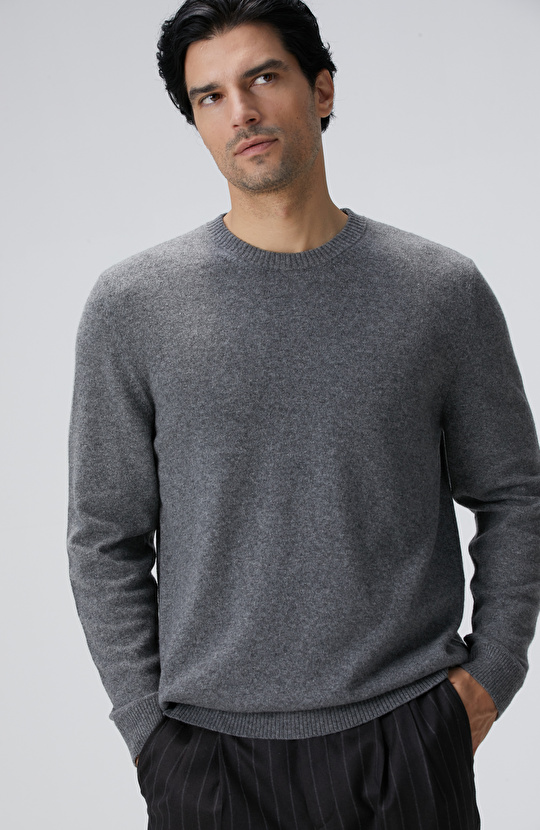 Limited Gri Melanj Kaşmir Triko