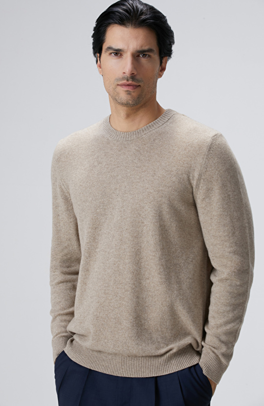 Limited Bej Melanj Kaşmir Triko