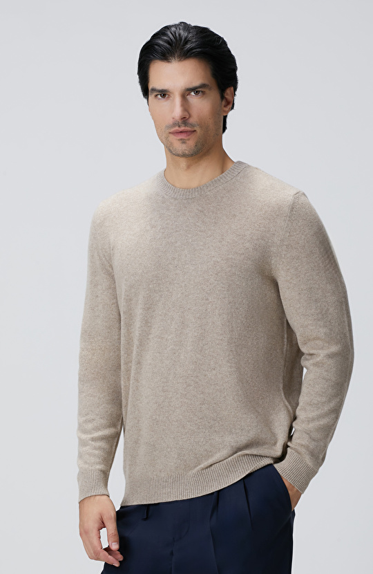 Limited Bej Melanj Kaşmir Triko