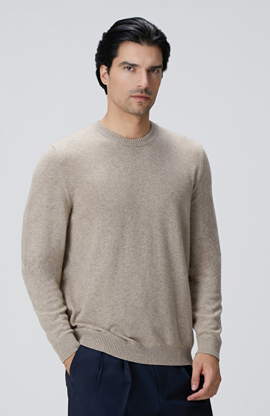 Limited Bej Melanj Kaşmir Triko