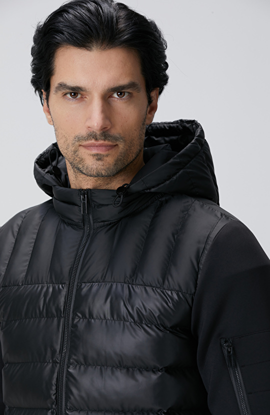 N-Tech Siyah Kapüşonlu Puffer Mont