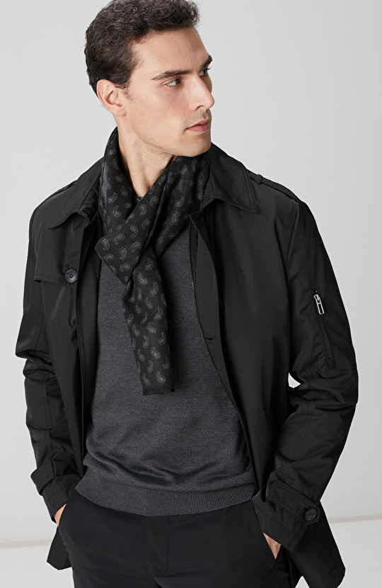 Siyah Fermuarlı Trençkot