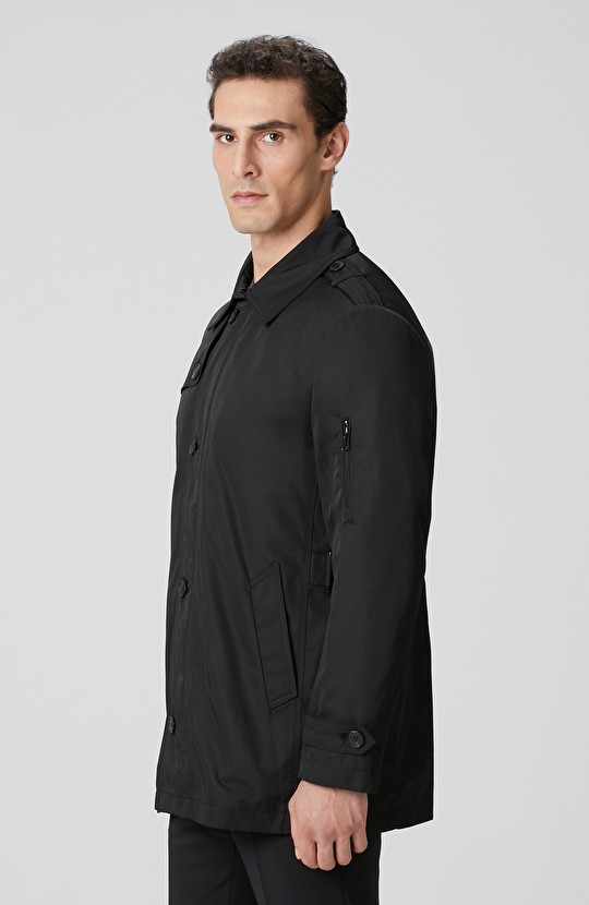 Siyah Fermuarlı Trençkot