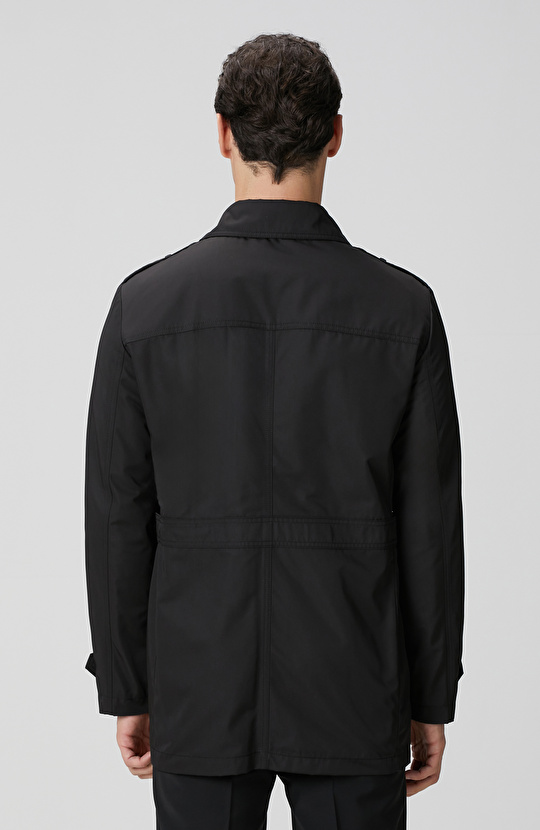 Siyah Fermuarlı Trençkot