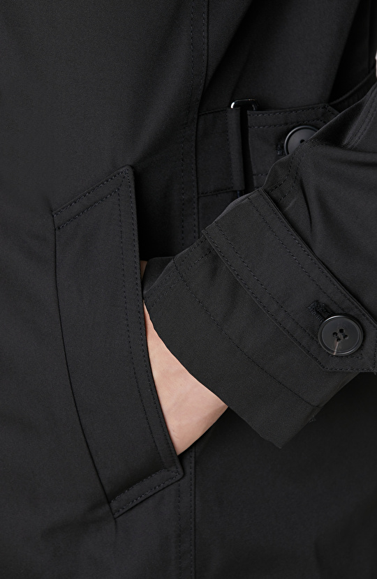 Siyah Fermuarlı Trençkot