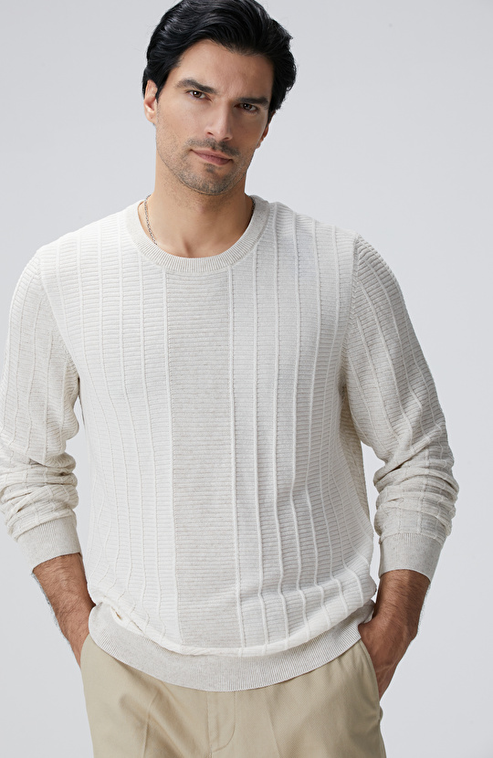 Naturel Desenli Triko Kazak