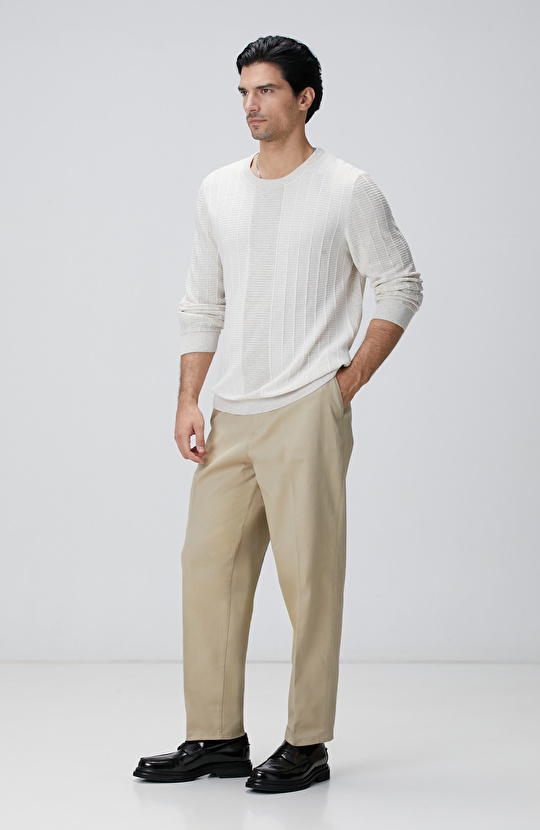 Naturel Desenli Triko Kazak