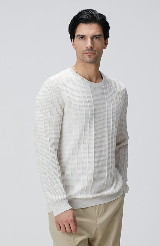 Naturel Desenli Triko Kazak