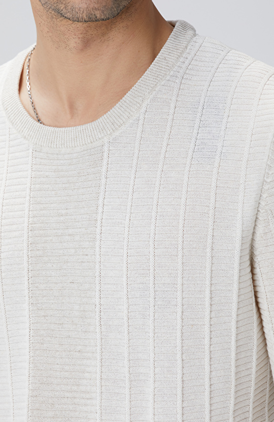 Naturel Desenli Triko Kazak