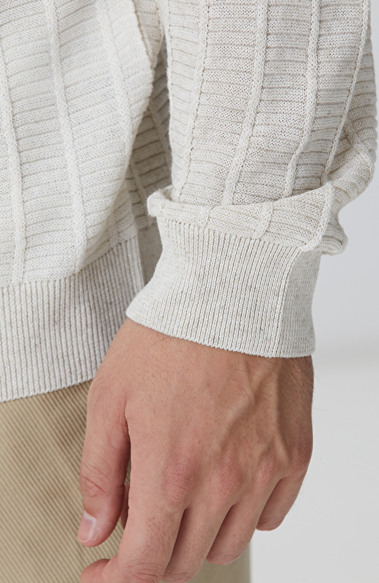 Naturel Desenli Triko Kazak