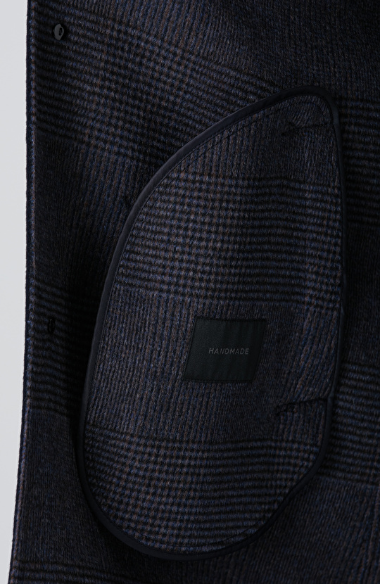 Lacivert Yün Karışımlı Dikişsiz Handmade Palto