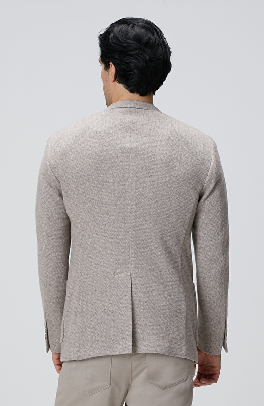 Bej Melanj Yün Karışımlı Ceket