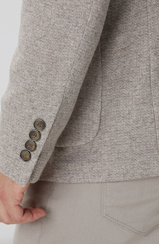 Bej Melanj Yün Karışımlı Ceket