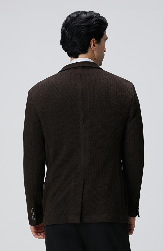 Kahverengi Yün Karışımlı Ceket