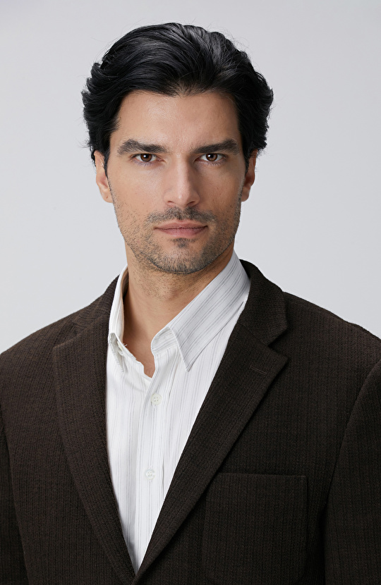 Kahverengi Yün Karışımlı Ceket