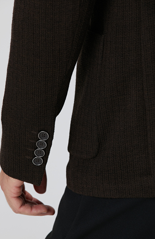 Kahverengi Yün Karışımlı Ceket