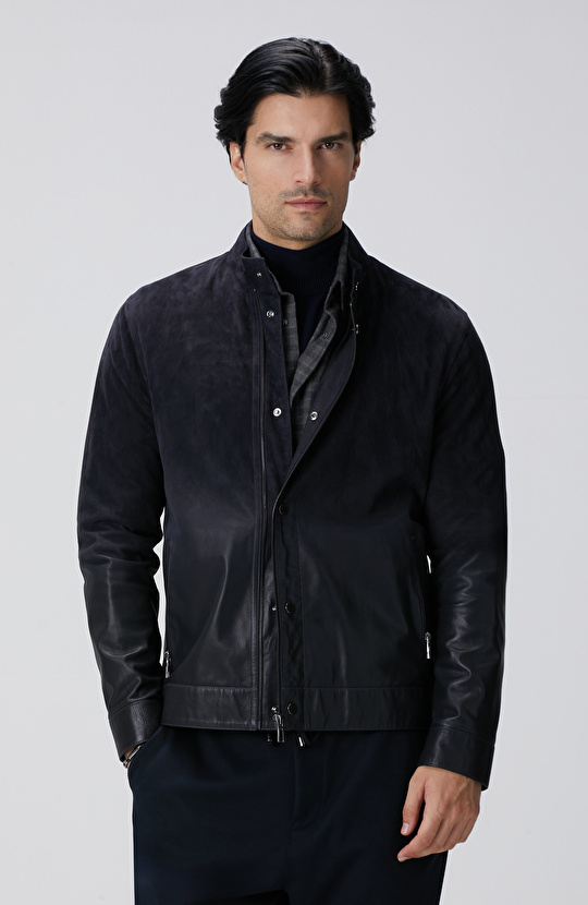 Lacivert Degradeli Deri Mont