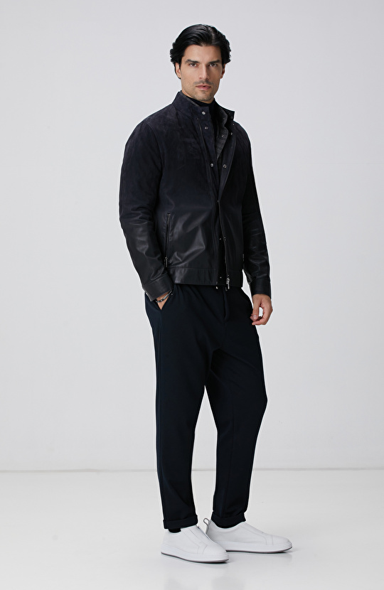 Lacivert Degradeli Deri Mont