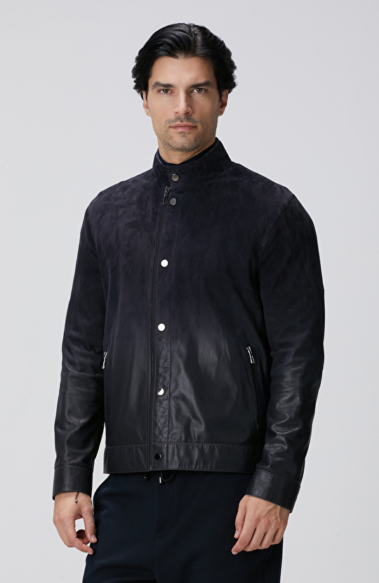 Lacivert Degradeli Deri Mont